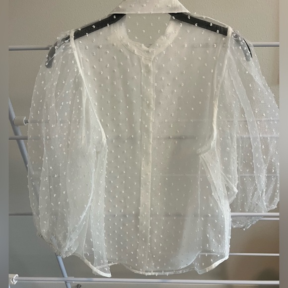 Sheer white button down blouse from ZARA - Picture 4 of 5